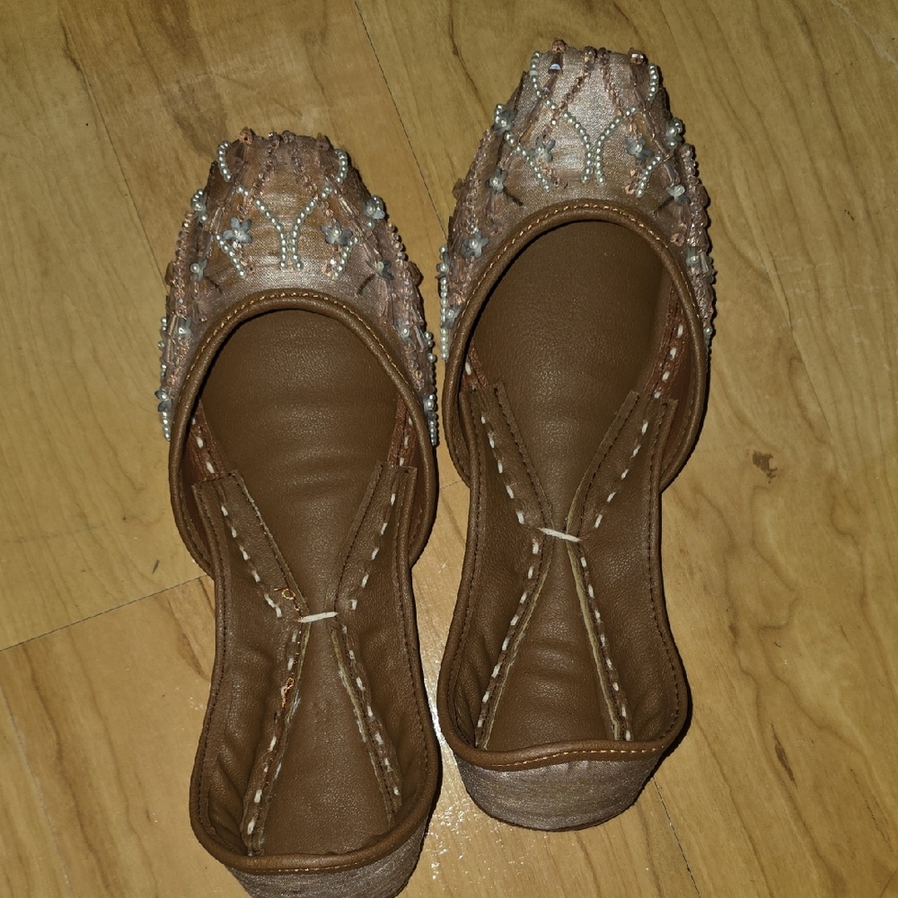 Elegant Brown Embellished Women's Flats